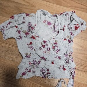 American Rag Floral Blouse in White, Red, And Pink